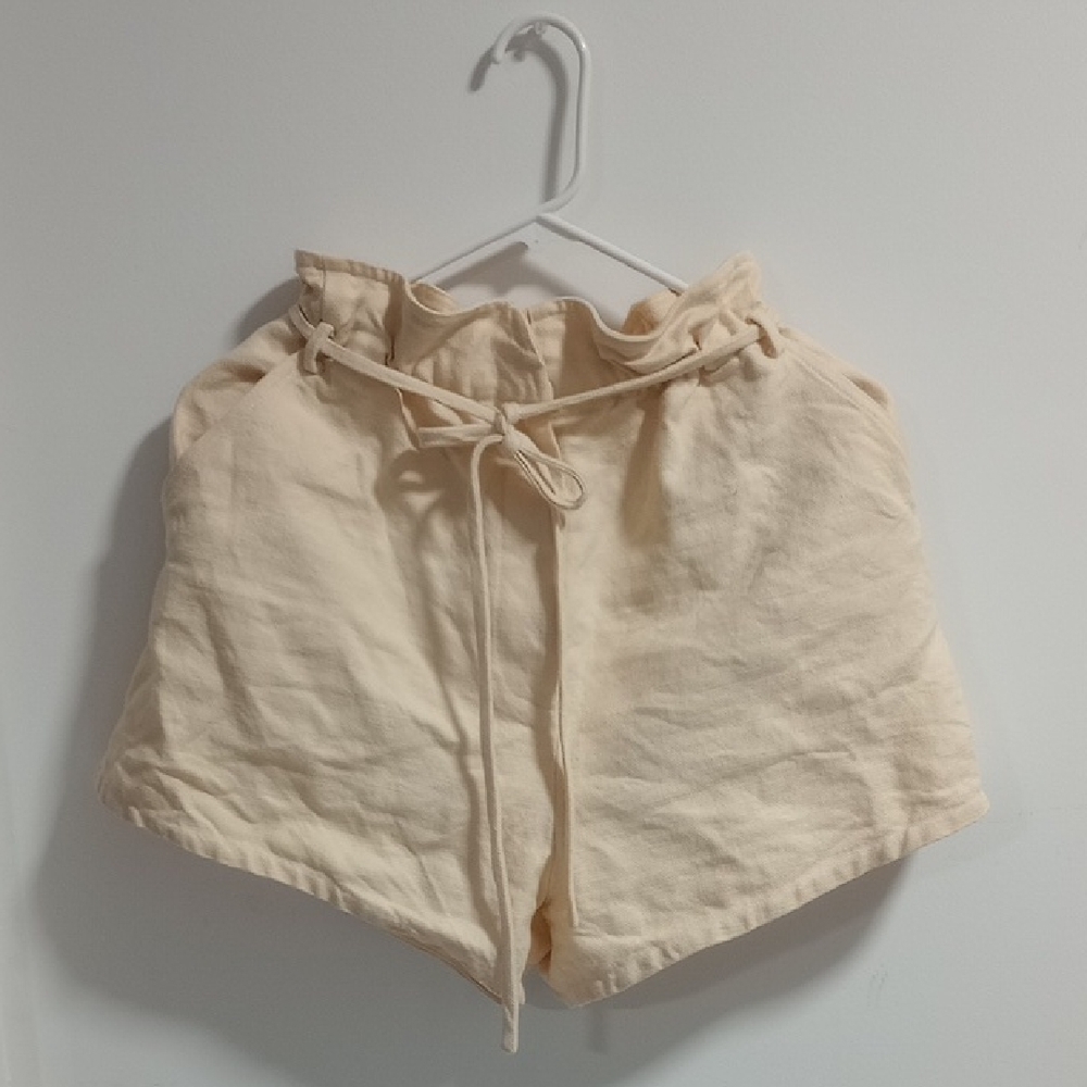ba&sh High Waist Cream Shorts